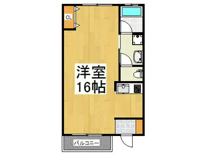 ル・ユニテ(ワンルーム/2階)の間取り写真