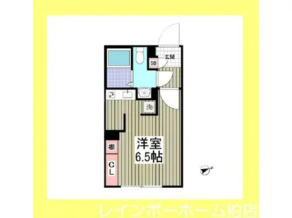 ER松戸(ワンルーム/4階)の間取り写真