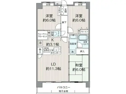 アイディーコート大網(2LDK/7階)の間取り写真