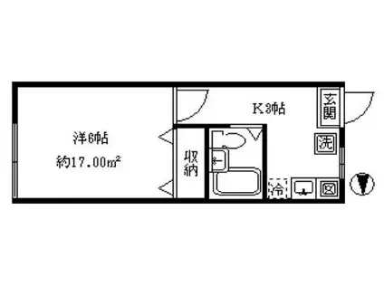 コーポ落合(1K/2階)の間取り写真