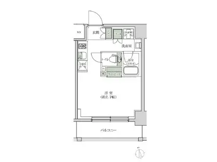ルブリカント(ワンルーム/9階)の間取り写真