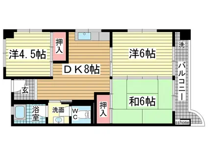 不二ビル(3DK/5階)の間取り写真