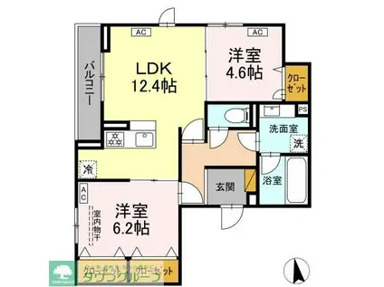 ラ・ペッシュ(2LDK/2階)の間取り写真