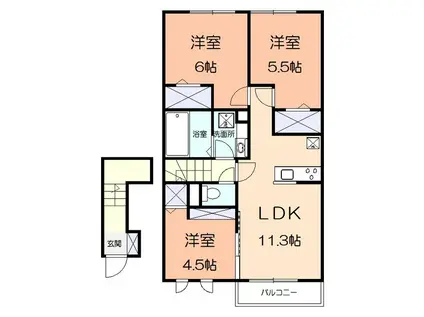 プティ モンターニュ(3LDK/2階)の間取り写真