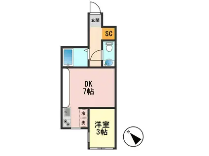 CAMP DAVID(1DK/1階)の間取り写真