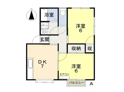 サンライフヒラタI(2DK/2階)の間取り写真