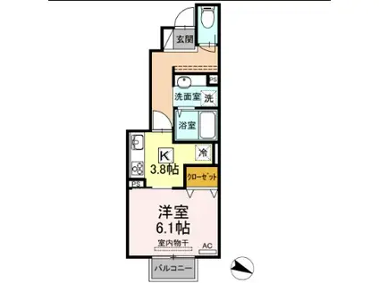 PAISIBLE PALAIS(1K/1階)の間取り写真