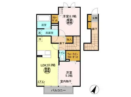 TIARAIIIティアラ(2LDK/2階)の間取り写真
