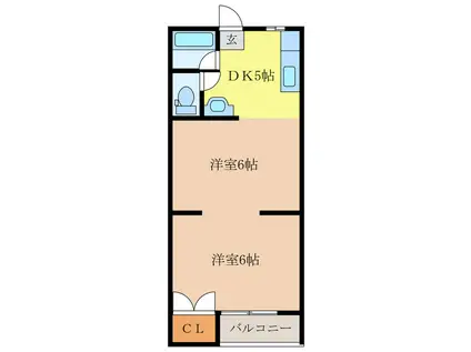 コーポドリームI(2DK/1階)の間取り写真