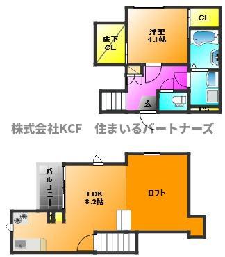 CB西久留米ラヴィドゥース(1LDK/1階)の間取り写真