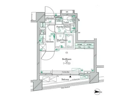 ガリシア大森イースト(1K/9階)の間取り写真