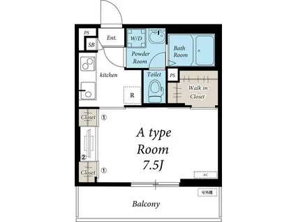 リブリ・宮II(1K/2階)の間取り写真
