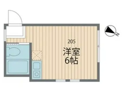 ユナイト井土ヶ谷サンディアゴの杜(ワンルーム/2階)の間取り写真