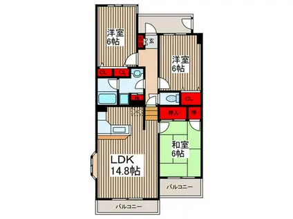 第二グリーンパーク(3LDK/1階)の間取り写真