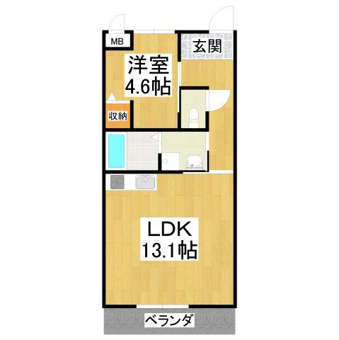 サンライズ(1LDK/1階)の間取り写真