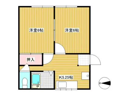 上信荘(2DK/2階)の間取り写真