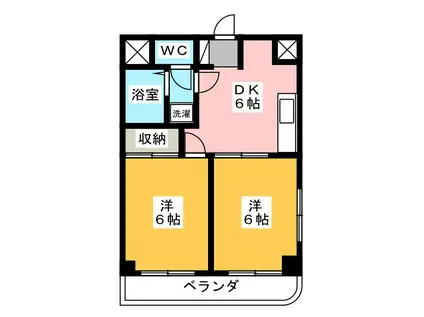 アウローラレジデンス(2DK/4階)の間取り写真