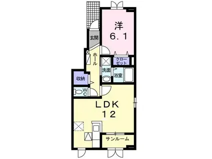 ピアチェーレ(1LDK/1階)の間取り写真