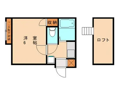 エムビル香椎参道A棟(1K/1階)の間取り写真