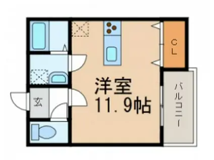 クラウンハイツ和歌浦東(ワンルーム/2階)の間取り写真