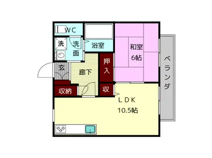 ビーラインますみや(1LDK/1階)の間取り写真