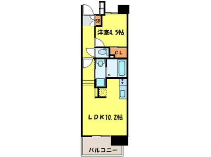 KDX清水レジデンス(1LDK/2階)の間取り写真