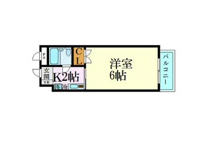 ヴェルコート上幟(1K/6階)の間取り写真