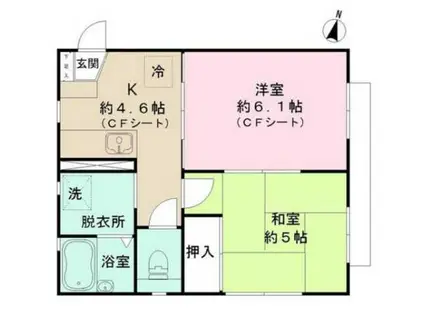 エクセルワタナベ(2K/1階)の間取り写真