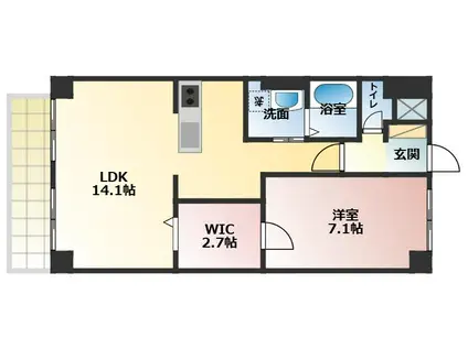 第1丸中マンション(1SLDK/3階)の間取り写真