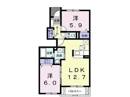 リバーサイドサワナミC(2LDK/1階)の間取り写真