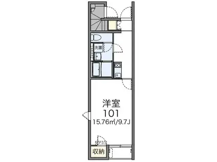 ＪＲ因美線 津ノ井駅 徒歩23分 2階建 築13年(1K/1階)の間取り写真