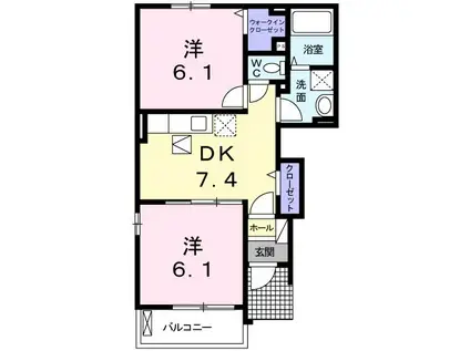 サニー・クリアネス B(2DK/1階)の間取り写真