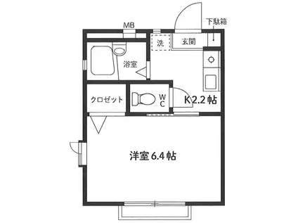 アスコート(1K/2階)の間取り写真
