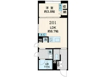 FULLEA恵比寿(1LDK/1階)の間取り写真