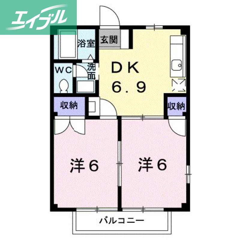 ニューシティ1(2DK/1階)の間取り写真