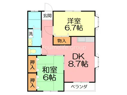 Kハイム一番館(2DK/1階)の間取り写真