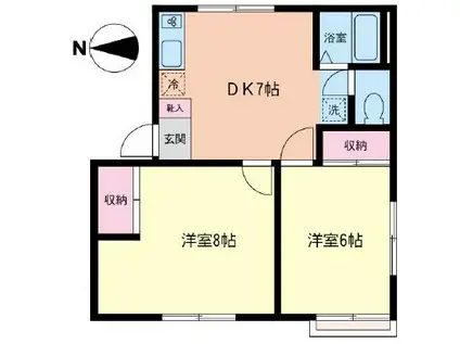 ポエム鈴金1(2DK/2階)の間取り写真