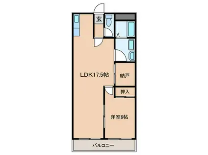 プレシアス赤城1(1LDK/4階)の間取り写真