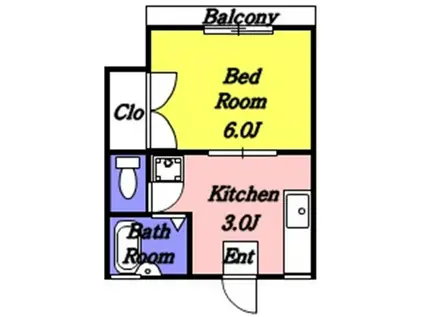 マロンハイツ(1K/1階)の間取り写真