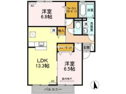 セジュールマホロ(2LDK/1階)の間取り写真