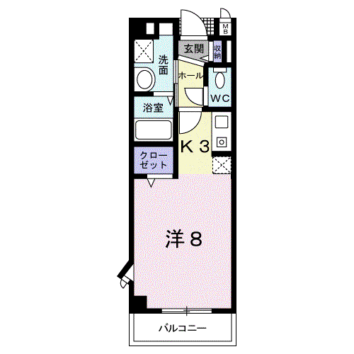シールド青葉(1K/3階)の間取り写真