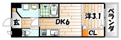 ギャラン竪町(1DK/5階)の間取り写真