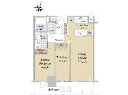 パークタワー西新宿(2LDK/21階)の間取り写真