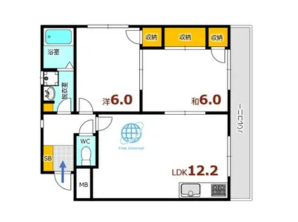 SY桃山(2LDK/1階)の間取り写真