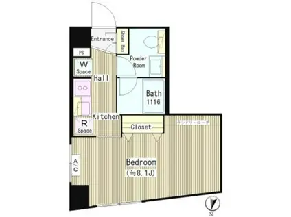 ソラーニ目黒不動前(1K/1階)の間取り写真