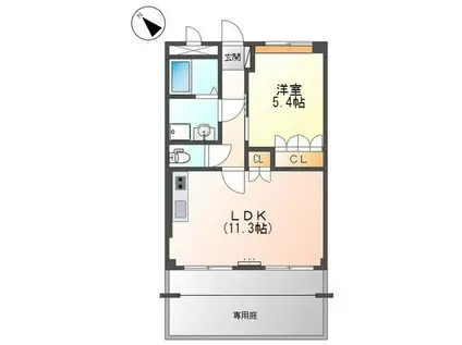 ソレイユ一条院(1LDK/1階)の間取り写真