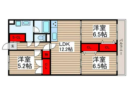 ベルフラット吉野(3LDK/1階)の間取り写真