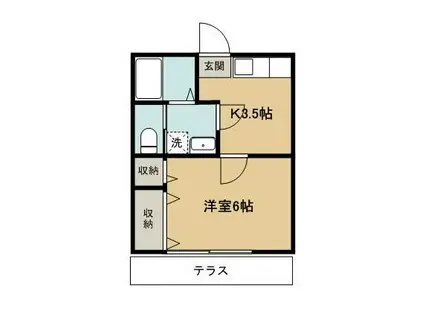 ウィステリアハイツ(1K/2階)の間取り写真