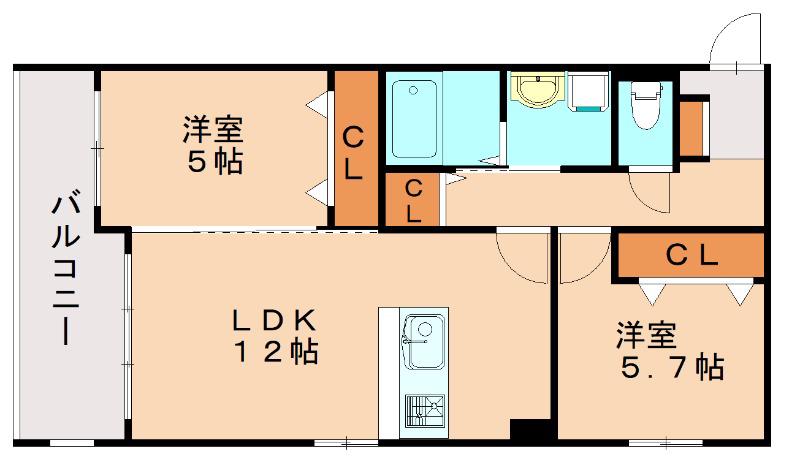 PHOENIX福津BAYSIDE(2LDK/1階)の間取り写真