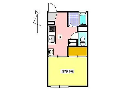 コーポ駅北II(1K/2階)の間取り写真